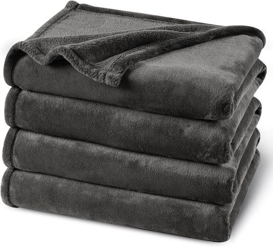 PHF Ultra Soft Fleece Blanket Twin Size, No Shed No Pilling Luxury Plush Cozy 300GSM Lightweight Blanket for Bed, Couch, Chair, Sofa Suitable for All Season, 66" x 90", Dark Grey