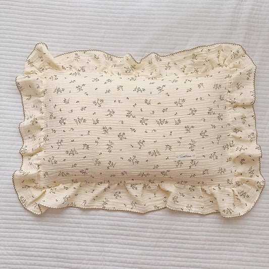 BuLuTu Cotton Muslin Kids Pillowcases Standard Size, Cute Olive Pattern Travel Pillow Case Neutral Toddler Boys Girls Pillowcase, Soft Breathable Pillow Covers Enveloped, 20"x26"