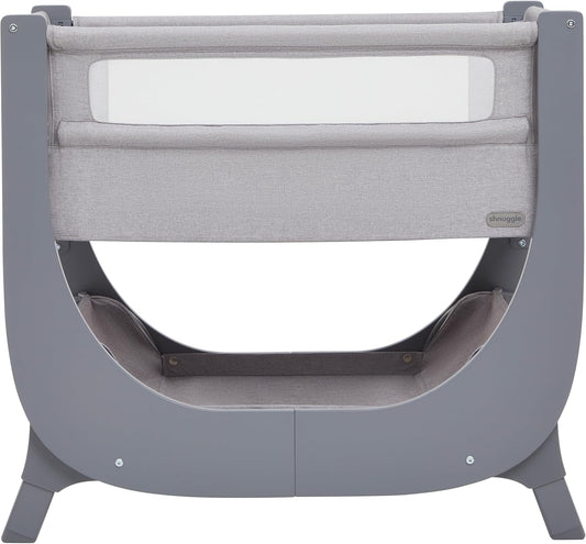 Air Lite Bedside Infant Crib | Breathable Mesh Sides, Drop-Down Panel, Reflux Incline, Adjustable Height, Compact Co-Sleeper Crib with Mattress - Grey