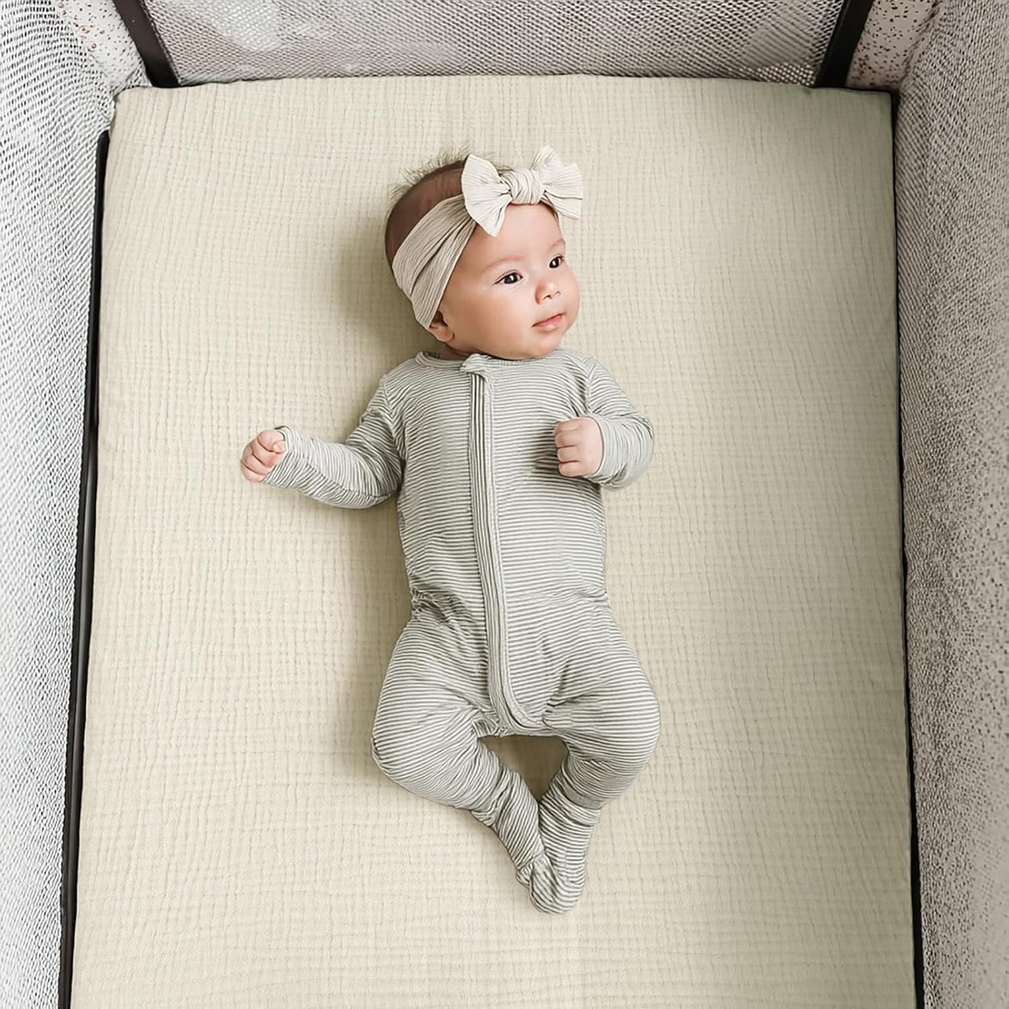 lulumoon Pack and Play Sheets Muslin: Cotton Fitted Sheets for 4moms Pack N Play - Soft Playard Sheets for Boys and Girls 2Pack