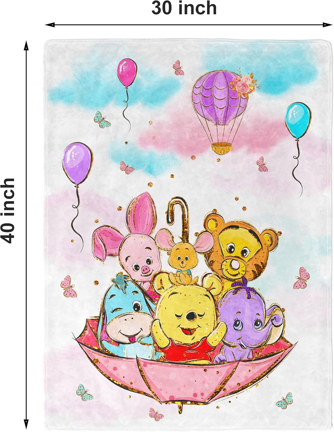 UNIQUE Pink Winnie Ultra Soft Fleece Baby Blanket 30x40in, Cute Winnie Baby Blanket, Girl