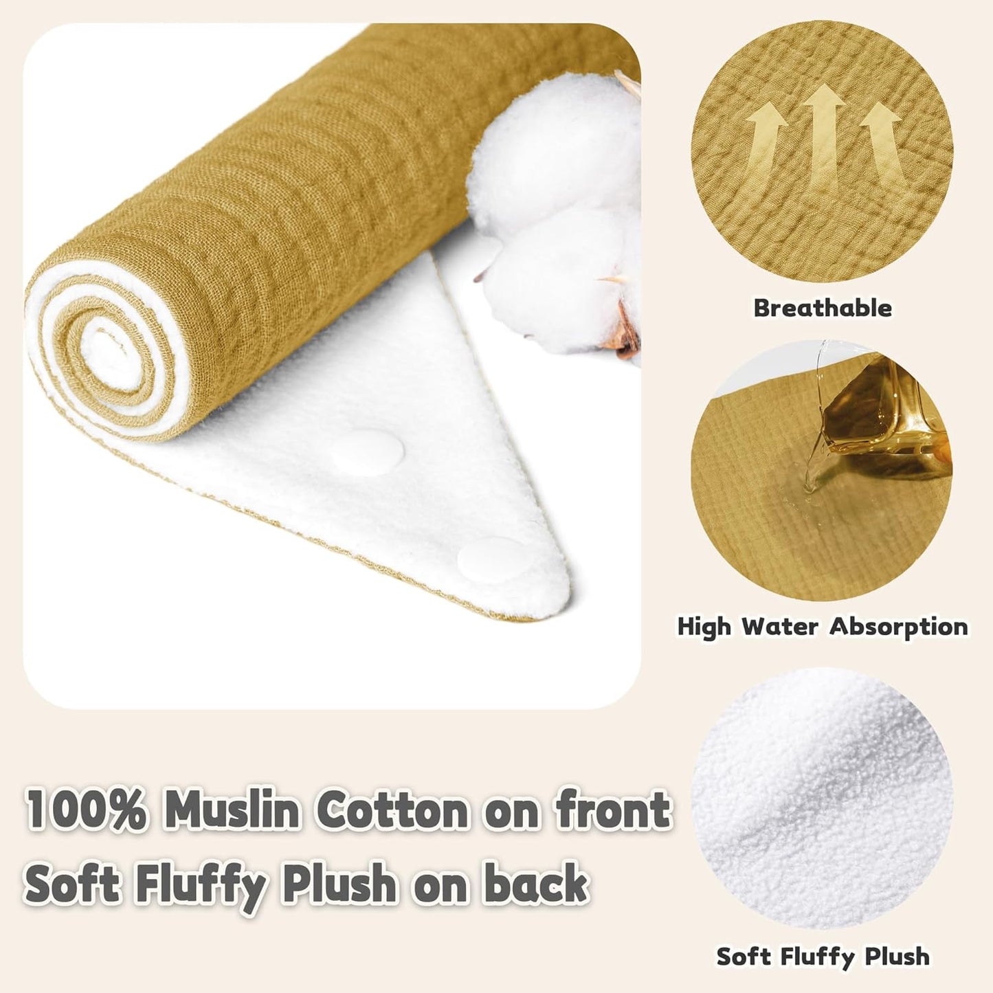 Susurration Muslin Baby Bibs 10Pack Baby Bandana Drool Bibs Soft Adjustable Newborn Bibs for Unisex Baby Girls & Boys (Multicolored)