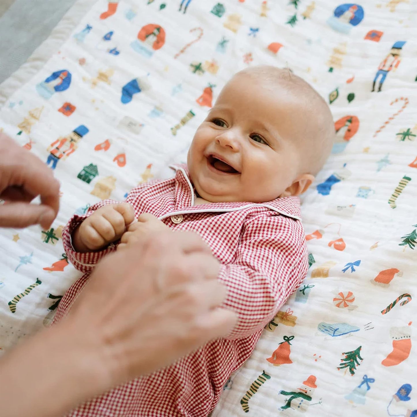 Little Unicorn Newborn Receiving Quilt | Ultra- Soft, Multi-Layered Muslin Fabric | Gift for Newborns & on-The-go (Christmas Time)