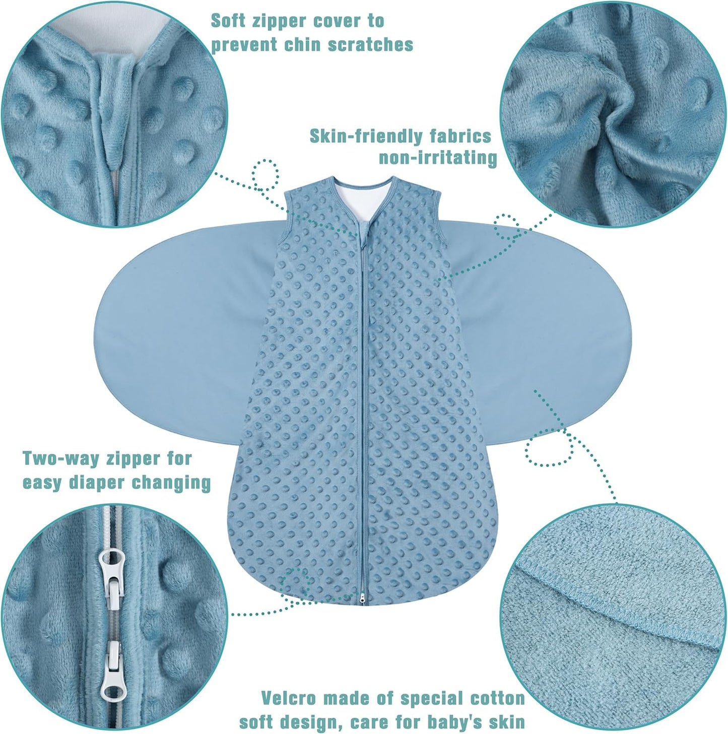 Fleece Newborn Sleep Sack Baby Swaddle,3-Way Adjustable Wearable Blanket,2 Pack Fleece Swaddling Sleeping Bag TOG 2.0， (Brown & Dark Green, 0-3 Months)