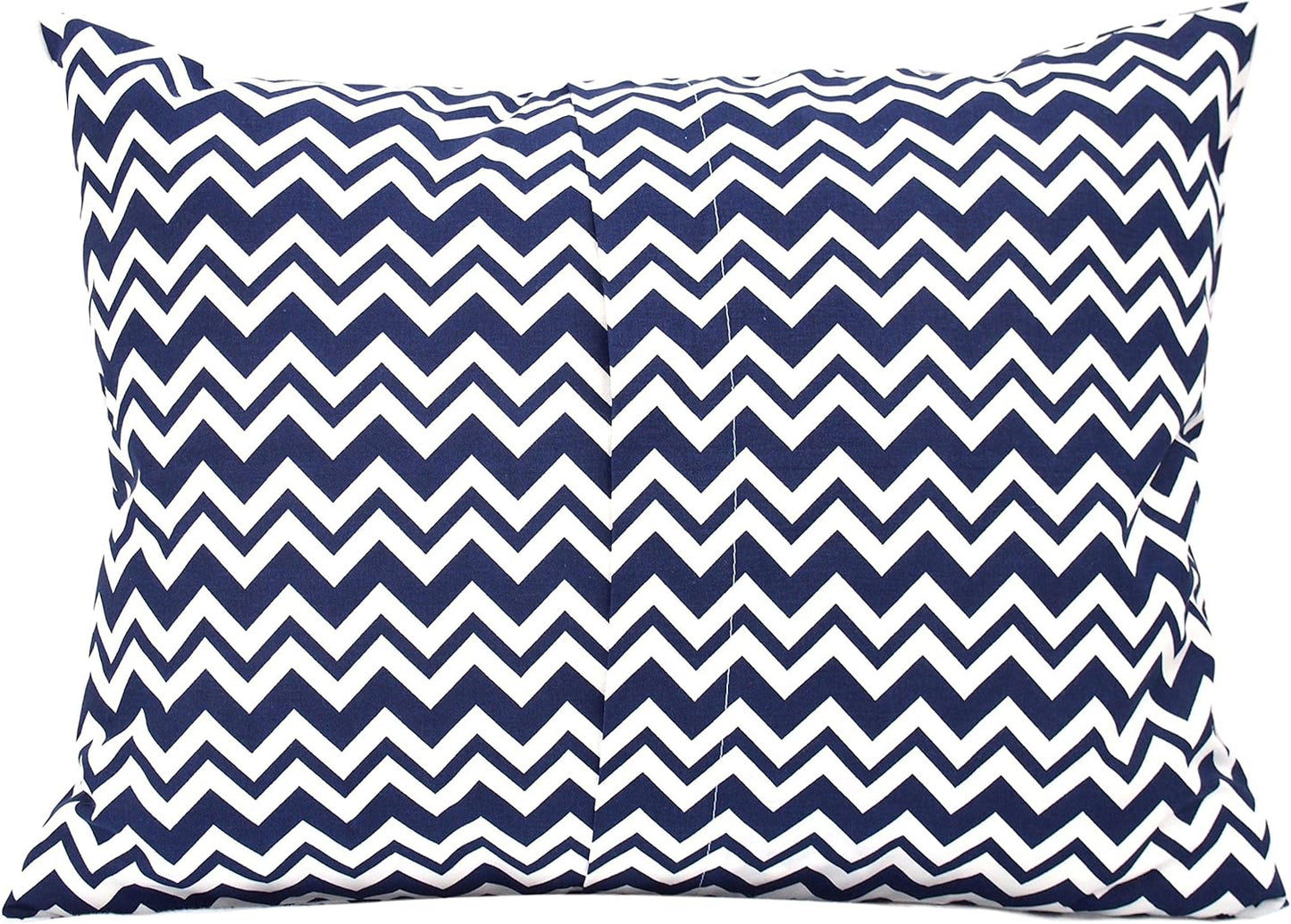 Cotton Toddler Pillowcase 13 x 18 - Baby Travel Pillow Case Cover, Kids Pillowcase, Soft & Breathable Toddler Pillow Protector - Navy Blue Chevron