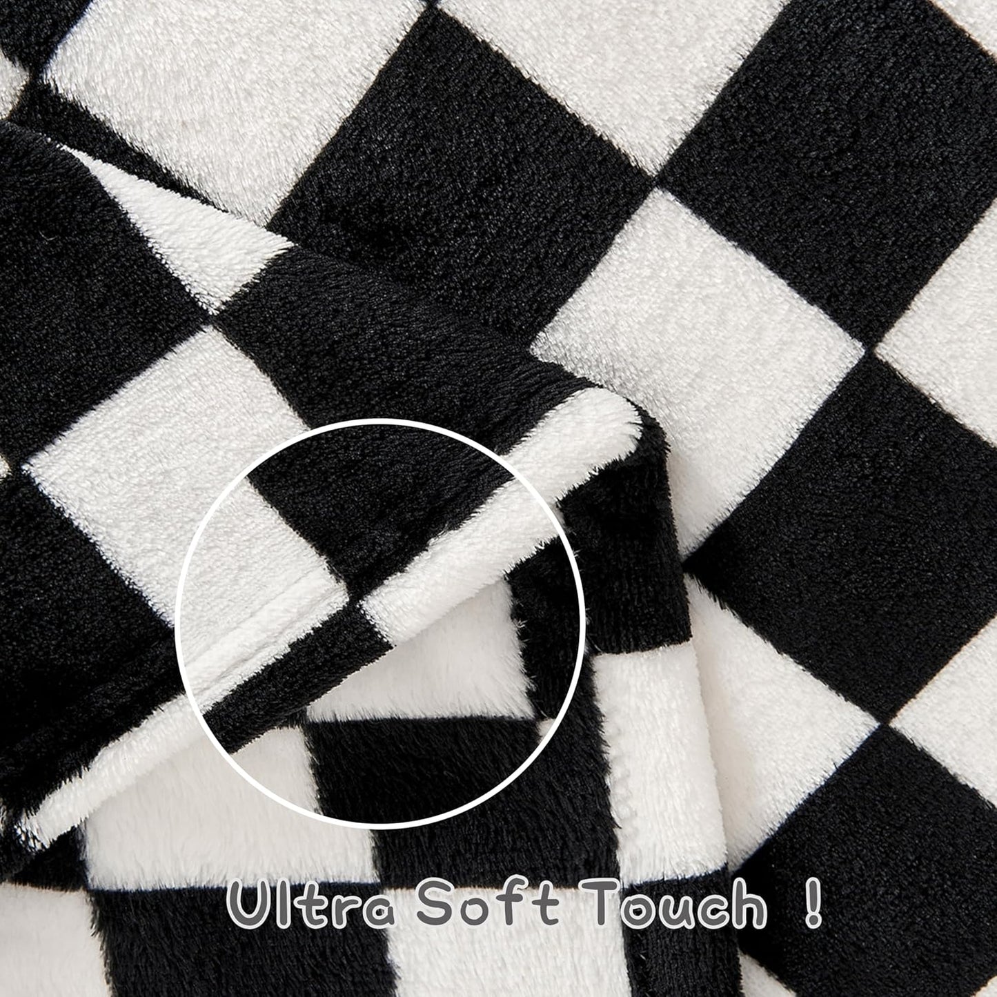 Yurhap Checkered Baby Blanket Fleece Baby Blankets for Boys Girls, Ultra Soft Cozy Fluffy Infant Toddler Newborn Receiving Blankets for Crib Stroller, 30''x40'', Black