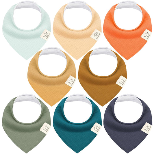 KeaBabies 8-Pack Bandana Bibs for Baby Girls, Boys - Organic Cotton Baby Bibs for Drooling & Teething Newborn, Toddler, Infant 0-36 Months, Extra Soft, Absorbent Cloth with Snaps (Eclipse)