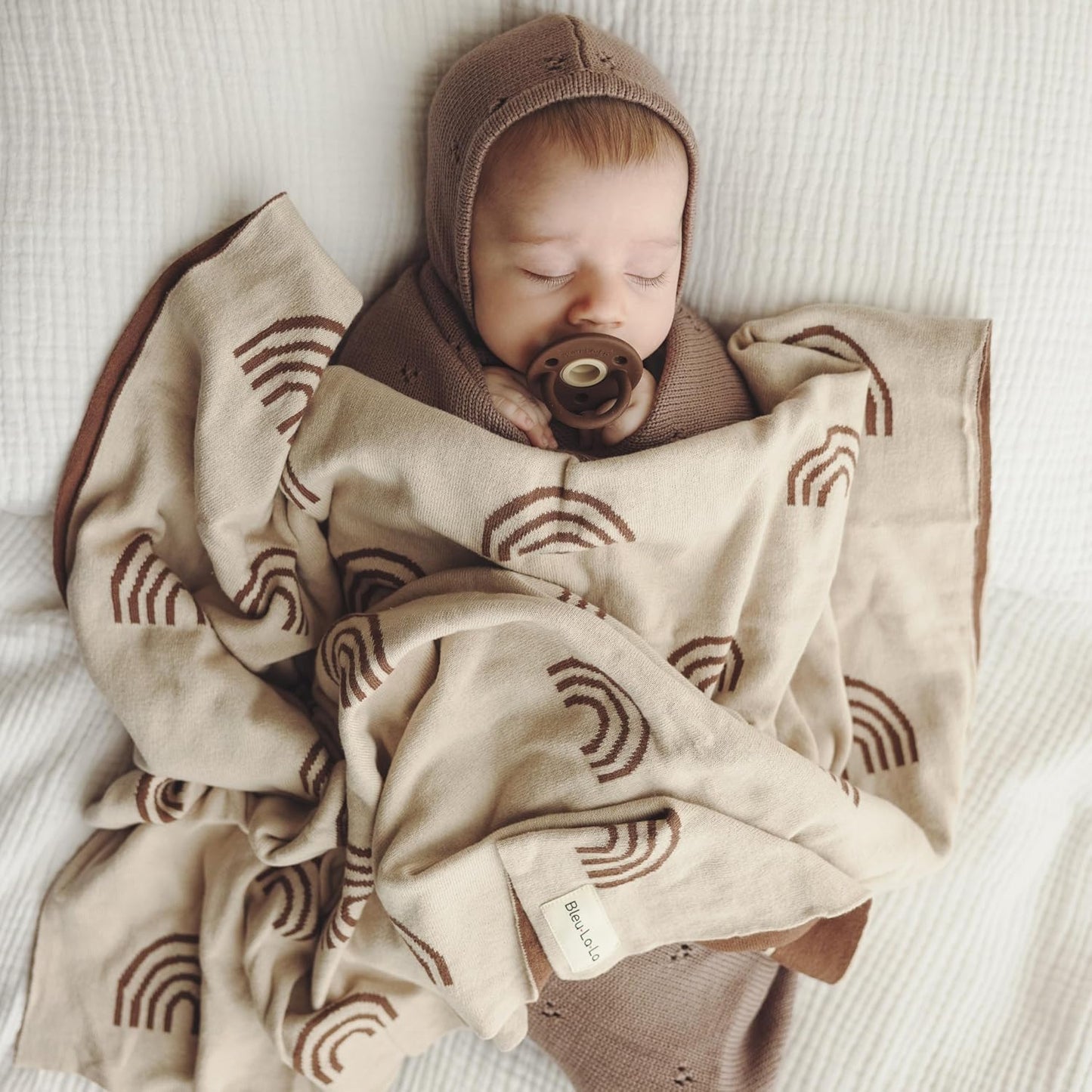 Baby Blanket for Girls and Boys - 100% Cotton Buttery Soft Cozy Receiving Swaddle Crib Stroller Blanket for Shower Gift Registry for Newborns, Infants, Toddlers (Rainbow - Taupe)