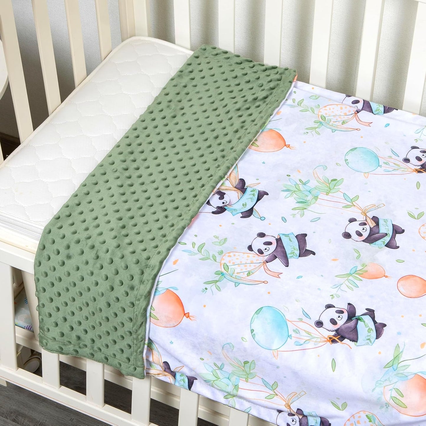 Baby Blanket for Boys Girls Soft Minky with Double Layer Dotted Backing, Cartoon Printed 30 x 40 Inch Toddler Blanket (Panda)