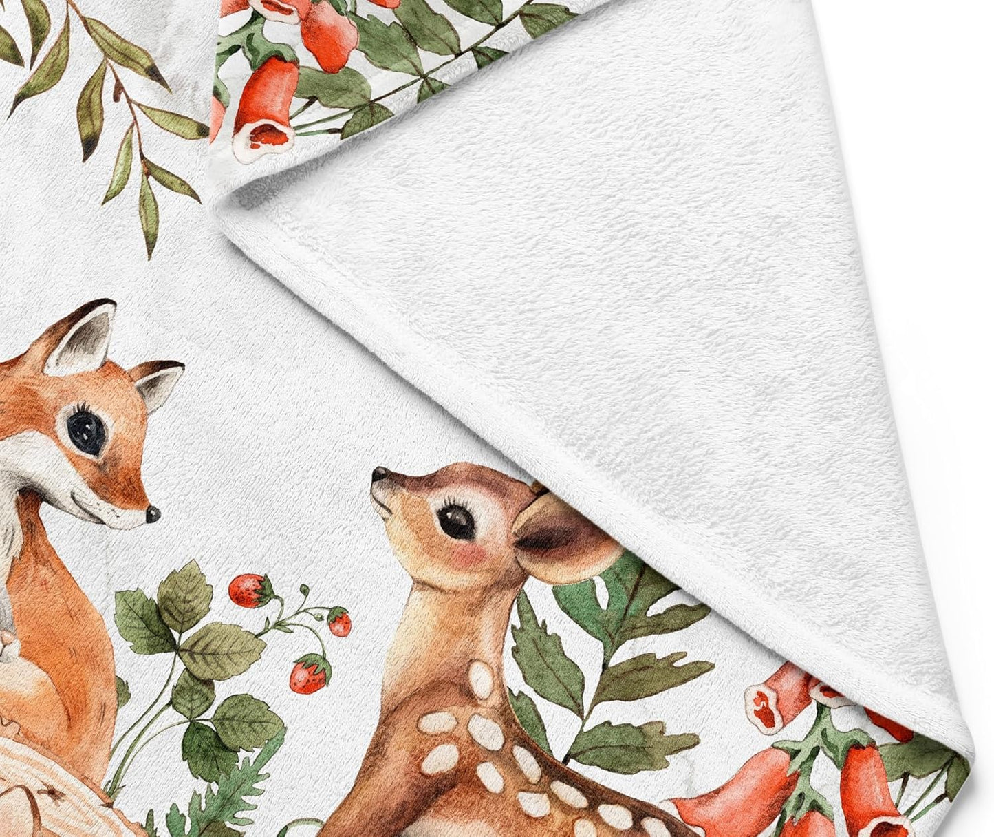 UNIQUE Woodland Ultra Soft Fleece Baby Blanket 30x40in, Cute Forest Animals Baby Blanket, Gender Neutral