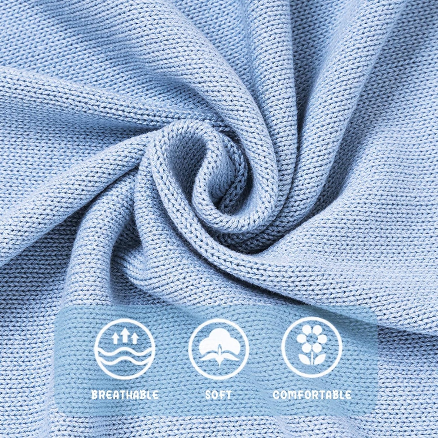 Booulfi Baby Blankets Neutral Knitted Blue Cotton Blue Baby Blanket Stroller Lace Border Crochet Winter Crib Baby Blanket New Baby Essentials