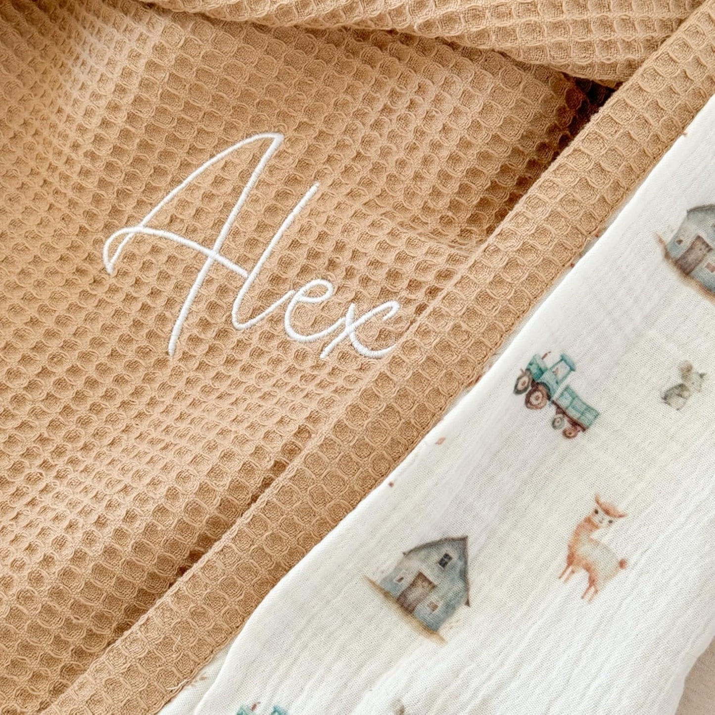 Personalized Baby Blanket with Name – Handmade 100% Organic Cotton Newborn Gift | Custom Knit Blanket for Boys, Girls, Kids & Baby Showers