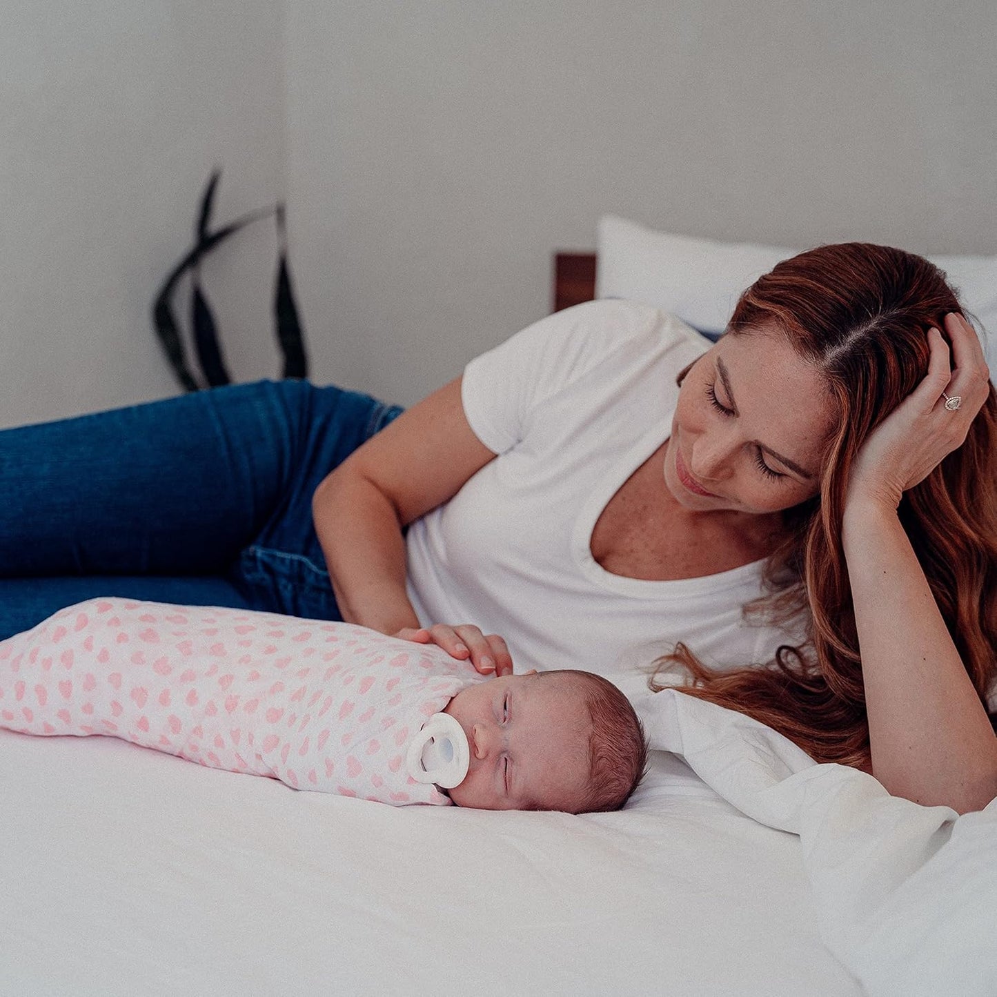 Comfy Cubs Muslin Swaddle Blankets Pack of 4, 47 x 47 Inches, Soft Cotton Baby Blanket Set, Large Multipurpose Swaddling Wraps for Newborns - Self-Soothing Swaddle - Pink