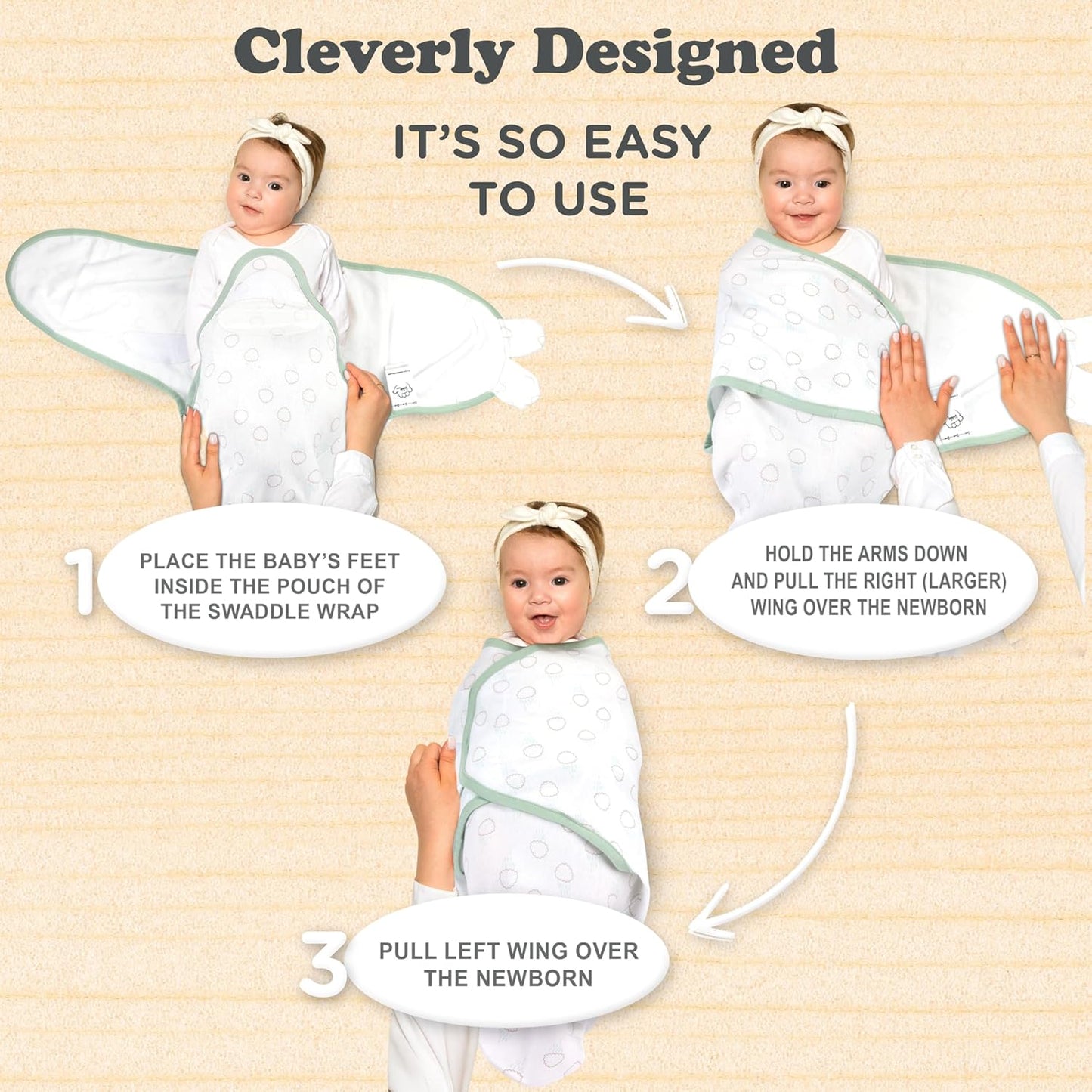 Bublo Baby Swaddles for Newborns – 3-Pack Infant Swaddles 0-3 Months – Adjustable Swaddle Sleep Sack – Soft Organic Cotton Baby Wrap for Safe & Cozy Sleep