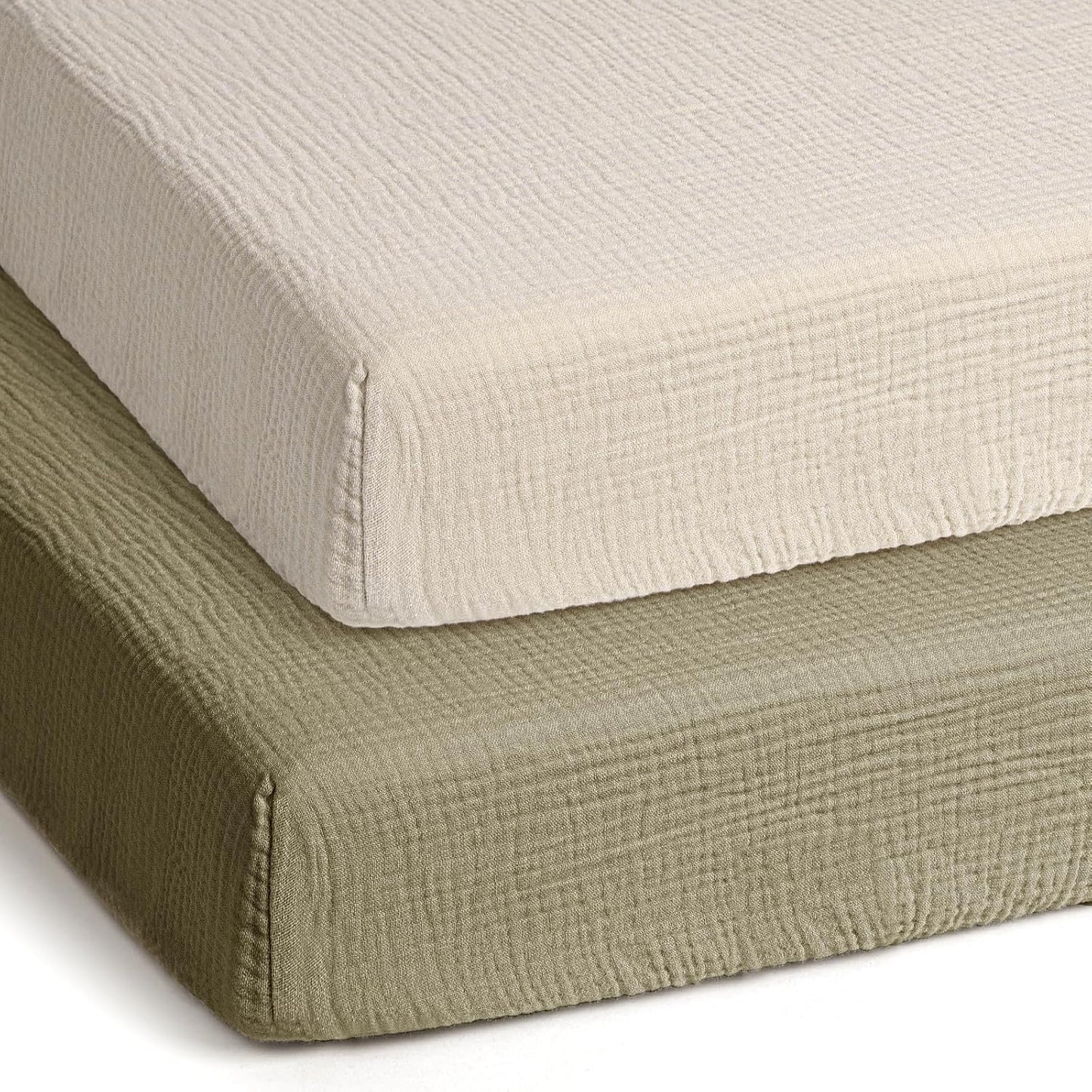 lulumoon Pack and Play Sheets Muslin: Cotton Fitted Sheets for Graco Pack N Play - Soft Playard Sheets for Boys and Girls 2Pack